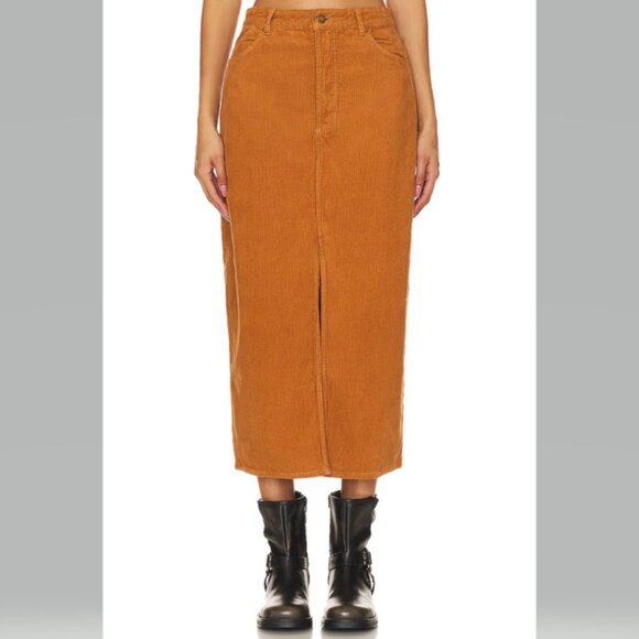 ROLLAS Chicago Midi Corduroy Skirt in Tan Size 31 NWT - Picture 1 of 12